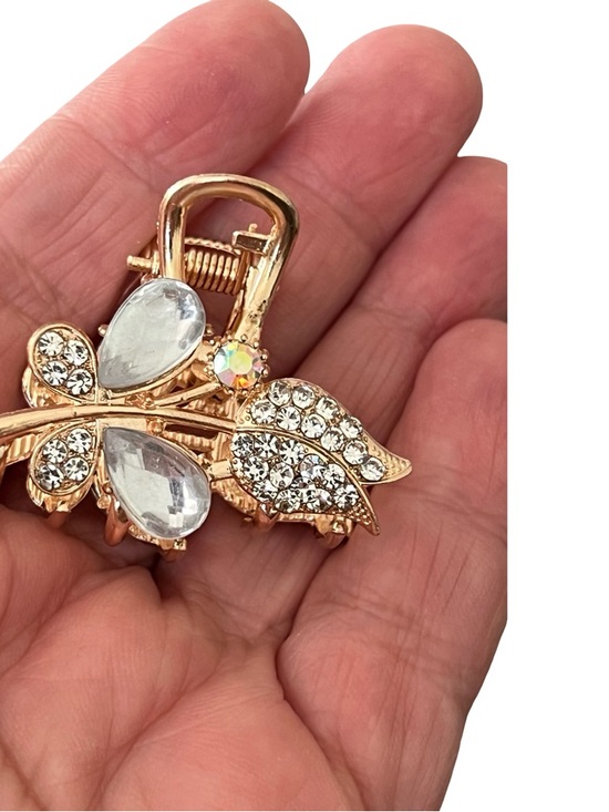 Accessories - Gold Crystal Flower Hair Clip - Elegant Women’s Jewelry FINAL PRICE DROP